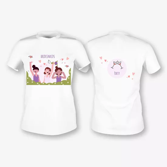 A T-shirt template with a print for bridesmaids