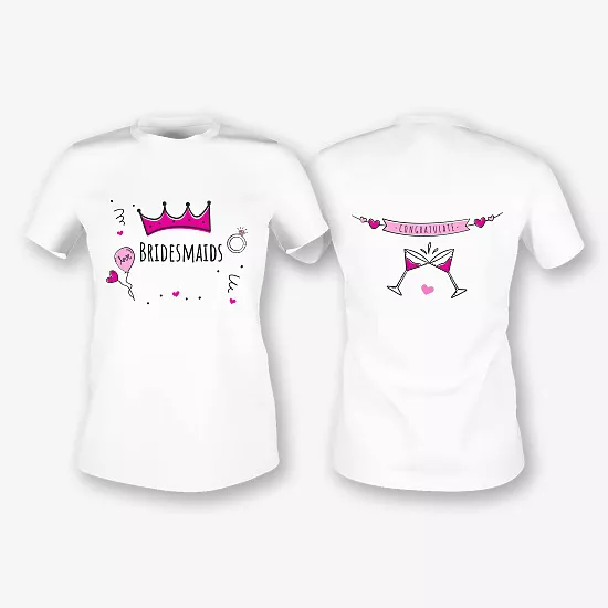 A T-shirt template with a print for bridesmaids