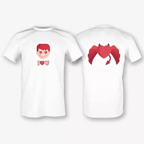 Template of a pair of T-shirts for lovers