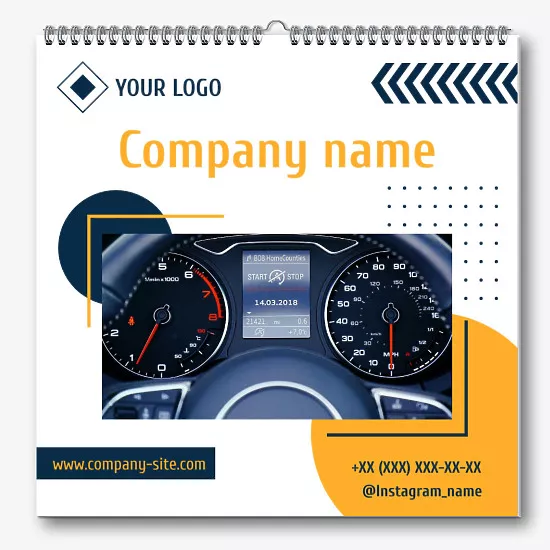 Template of the car dealership advertising calendar