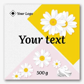 Label template for packaging for cream with chamomile